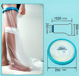 Full Leg Waterproof Shower Sleeve for Adults – Reusable Cast Protector for Foot, Ankle & Lower Leg During Bathing or Water Activities (Blue) - Rear View