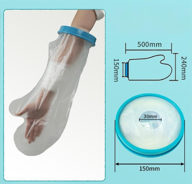 Lower Arm Waterproof Shower Sleeve for Kids – Reusable Cast Protector for Wrist, Forearm & Hand During Bathing or Water Activities (Blue)