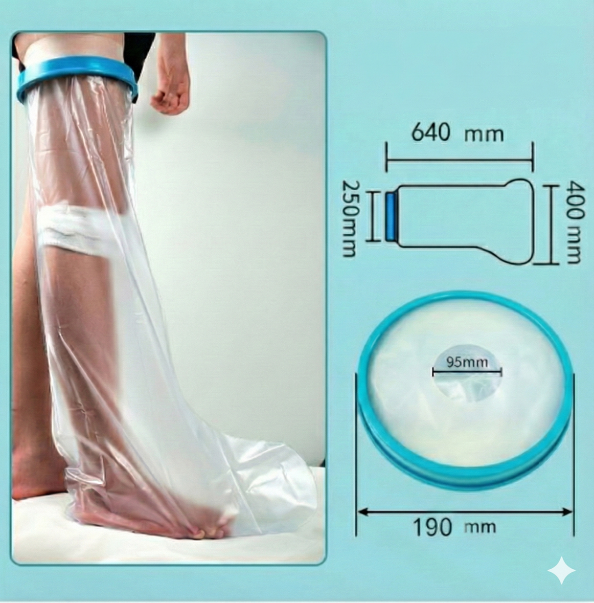 Lower Leg Waterproof Shower Sleeve for Kids – Reusable Cast Protector for Calf, Ankle & Foot During Bathing or Water Activities (Blue)