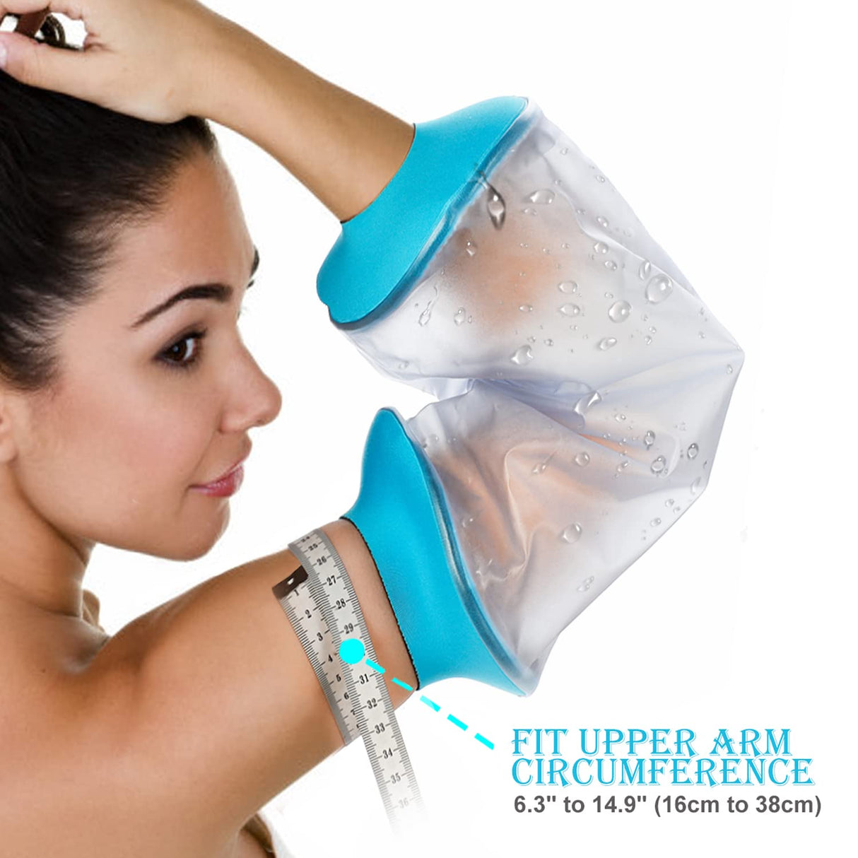 Elbow Waterproof Shower Sleeve for Adults – Reusable Cast Protector for Arm, Forearm & Elbow During Bathing or Water Activities (Blue)