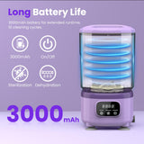 Portable Mini Washing Machine with Spin Dry & UV Sterilization – 3L Capacity, Wash, Rinse, Dehydrate, and Disinfect in One, Ideal for Underwear, Socks, Baby Clothes (Purple)