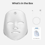 7-Color Facial Light Mask for Home Skincare – Rechargeable LED Beauty Device with 270 LEDs, One-Touch Control & Auto-Timer (White with Gold Trim)  | Other Colors Available in Store