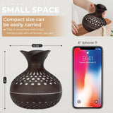 Portable USB Humidifier with 7-Color LED Night Light – Wood Grain Flower Design, Quiet Cool Mist Diffuser for Home, Office & Car (Lightwood) - Front View