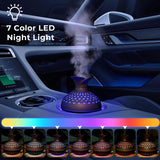 Portable USB Humidifier with 7-Color LED Night Light – Wood Grain Flower Design, Quiet Cool Mist Diffuser for Home, Office & Car (Lightwood) - Side View