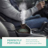 Portable USB Humidifier with 7-Color LED Night Light – Wood Grain Flower Design, Quiet Cool Mist Diffuser for Home, Office & Car (Lightwood) - 45-Degree Angle