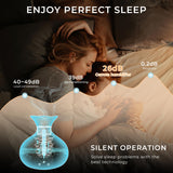Portable USB Humidifier with 7-Color LED Night Light – Wood Grain Flower Design, Quiet Cool Mist Diffuser for Home, Office & Car (Lightwood) - Rear View