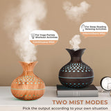 Portable USB Humidifier with 7-Color LED Night Light – Wood Grain Flower Design, Quiet Cool Mist Diffuser for Home, Office & Car (Lightwood) - Close-Up Angle