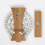 Wooden Perpetual Calendar with Rotating Discs – Elegant Desk Decor for Home & Office, Date Day Month Display (Natural Wood)