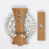 Wooden Perpetual Calendar with Rotating Discs – Elegant Desk Decor for Home & Office, Date Day Month Display (Natural Wood) - Rear View