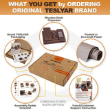 Wooden Desk Organizer for Men – Multi-Function Phone Stand, Watch & Glasses Holder, Key & Wallet Tray (Vintage Brown) - Rear View