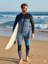 Men's 3mm Full Wetsuit for Surfing Diving & Cold Water Swimming – Front-Zip Neoprene Suit with UV Protection and Flexible Fit(Grey,M)  | Other Colors Available in Store - Top-Down View