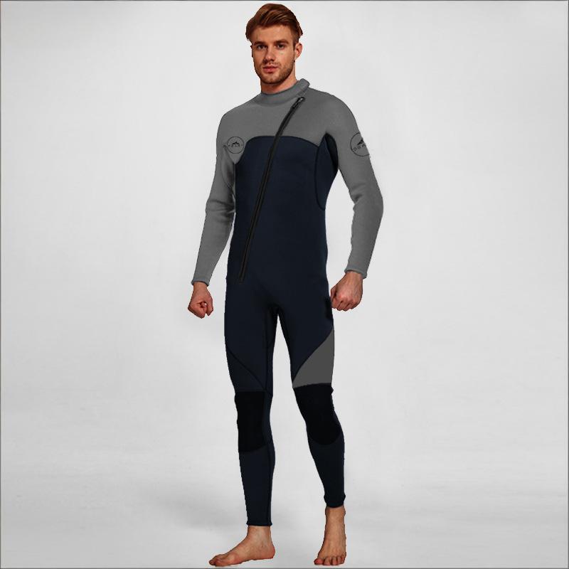 Men's 3mm Full Wetsuit for Surfing Diving & Cold Water Swimming – Front-Zip Neoprene Suit with UV Protection and Flexible Fit(Grey,XL)  | Other Colors Available in Store
