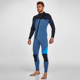 Men's 3mm Full Wetsuit for Surfing Diving & Cold Water Swimming – Front-Zip Neoprene Suit with UV Protection and Flexible Fit(Blue,L)  | Other Colors Available in Store