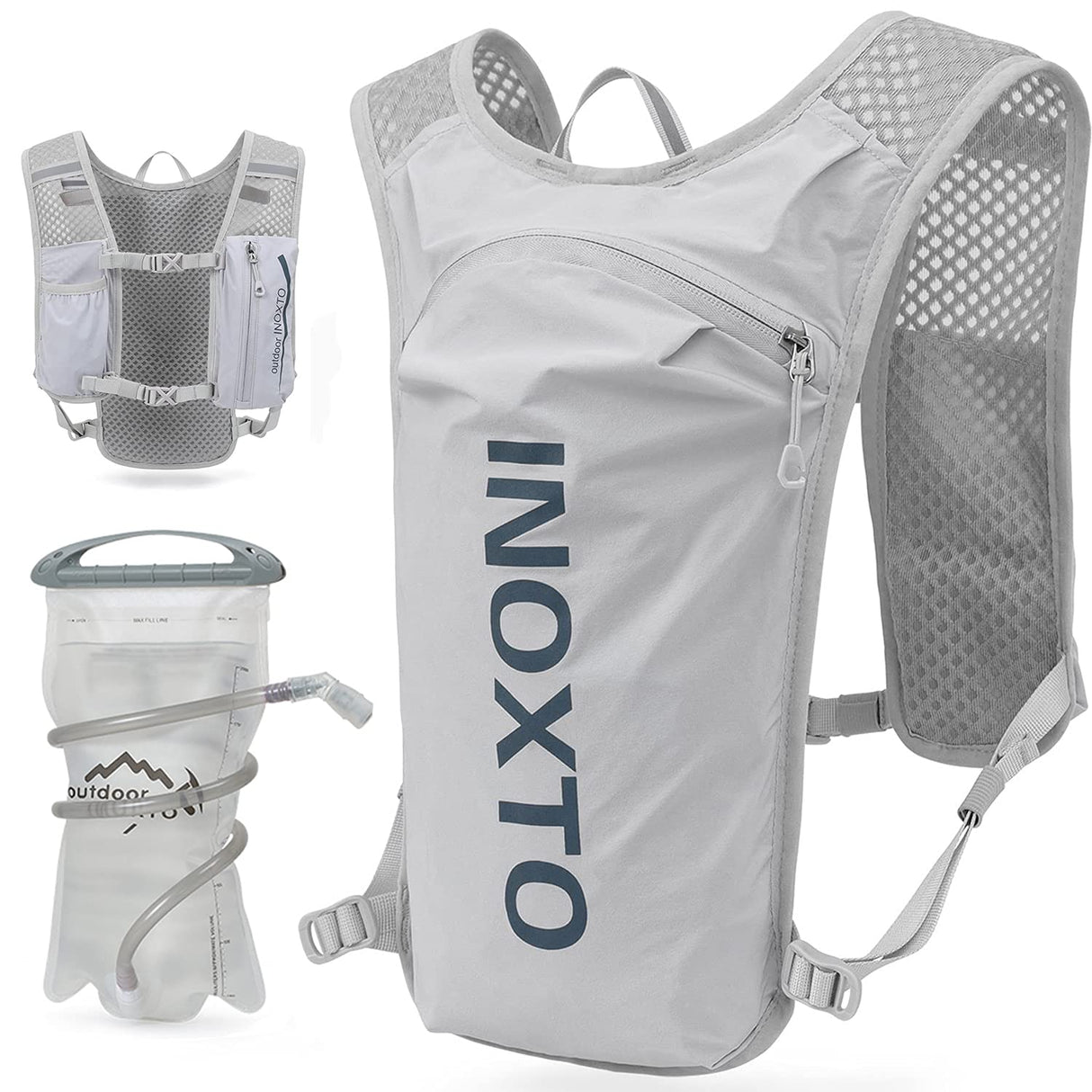 Ultra-Light Hydration Running Vest Backpack – 1.5L Water Capacity, Breathable Mesh Design for Cycling, Hiking & Marathon (Grey) | Other Colors Available in Store