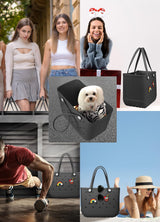 EVA Beach Tote Bag for Swimming, Pool & Travel – Waterproof Washable Rubber Handbag with 2 Random Charms, Lightweight & Sand-Resistant (Black) | Other Colors Available in Store - Top-Down View