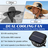 Solar-Powered Dual-Fan Sun Hat – UPF 50+ Wide-Brim Outdoor Hat with 2 USB/Solar Rechargeable Fans, Adjustable Strap, Breathable Mesh, for Fishing, Hiking, Beach & Gardening; Unisex Cooling Cap with 800mAh Battery (Khaki) - 45-Degree Angle