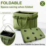 Heavy-Duty Foldable Tool Bag with Side Pockets – Multi-Compartment Oxford Carry Organizer for Tradesmen, DIYers & Outdoor Use (Green) - 45-Degree Angle