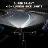 Ultra-Bright 1200 Lumen Bike Light Set with USB Rechargeable Headlight & Tail Light – IP65 Waterproof Cycling Lamp for Night Riding (Black)