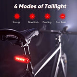 Ultra-Bright 1200 Lumen Bike Light Set with USB Rechargeable Headlight & Tail Light – IP65 Waterproof Cycling Lamp for Night Riding (Black)