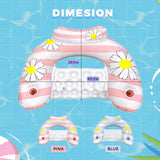 Daisy Inflatable Pool Floats 2-Pack for Adults: U-Shaped Lounge Chairs with Cup Holders, Portable for Pool, Beach, Summer Fun - Side View