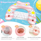 Daisy Inflatable Pool Floats 2-Pack for Adults: U-Shaped Lounge Chairs with Cup Holders, Portable for Pool, Beach, Summer Fun - Rear View