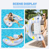 Daisy Inflatable Pool Floats 2-Pack for Adults: U-Shaped Lounge Chairs with Cup Holders, Portable for Pool, Beach, Summer Fun - Low Angle