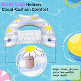Daisy Inflatable Pool Floats 2-Pack for Adults: U-Shaped Lounge Chairs with Cup Holders, Portable for Pool, Beach, Summer Fun - Extra Image