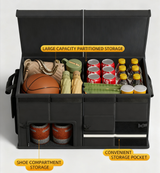 Foldable Car Trunk Organiser, 30L/60L Large Capacity Storage Box for Auto Boot, Multi-functional Cargo Container(60L,black) - Front View