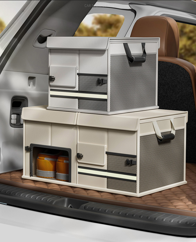 Foldable Car Trunk Organiser, 30L/60L Large Capacity Storage Box for Auto Boot, Multi-functional Cargo Container(60,white)