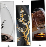 Chinese-Style Glass Candle Holder with Plum Blossom Design: 12×8cm, Windproof, Retro Zen Decor for Romantic Dinners & Home Ambiance - Side View