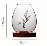 Chinese-Style Glass Candle Holder with Plum Blossom Design: 12×8cm, Windproof, Retro Zen Decor for Romantic Dinners & Home Ambiance - Close-Up Angle