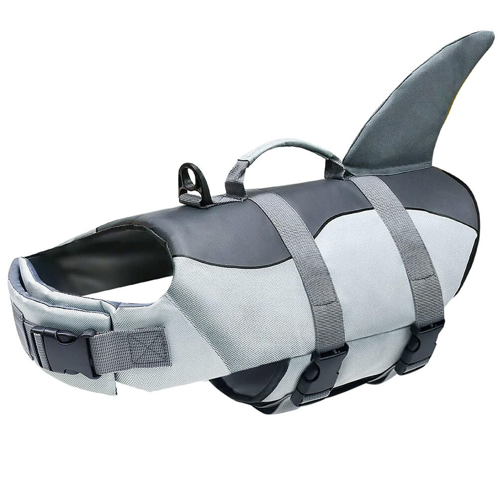 Pet products Dog Life Jacket, Cute Shark Dog Life Vest for Swimming Boating with Superior Buoyancy and Rescue Handle, Adjustable Puppy Floating Swim