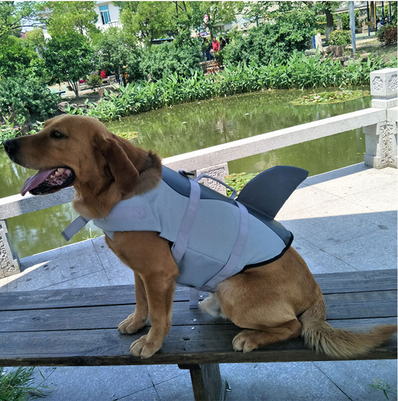 Pet products Dog Life Jacket, Cute Shark Dog Life Vest for Swimming Boating with Superior Buoyancy and Rescue Handle, Adjustable Puppy Floating Swim