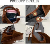 Leather Hobo Bags for Women Brown Purses Suede Purse Slouchy Tote Bag Suede Tote Bag Fall Winter Purses Handbag - 45-Degree Angle