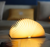 Christmas giftsRechargeable LED Book Night Light: Creative Folding Wooden Lamp with Magnetic Design for Bedrooms & GiftingWalnut Red,(L) - Front View