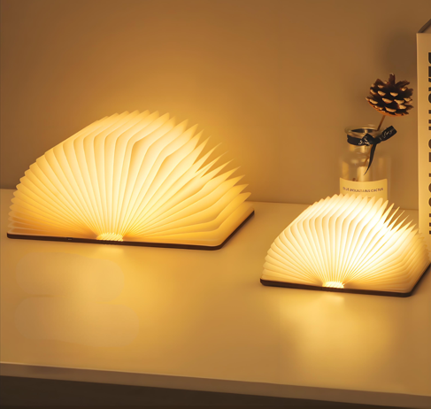 Christmas giftsRechargeable LED Book Night Light: Creative Folding Wooden Lamp with Magnetic Design for Bedrooms & Gifting(Maple Leaf White,M)