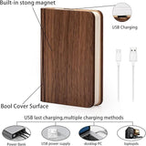 Christmas giftsRechargeable LED Book Night Light: Creative Folding Wooden Lamp with Magnetic Design for Bedrooms & Gifting(Walnut Black,L)