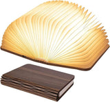 Christmas giftsRechargeable LED Book Night Light: Creative Folding Wooden Lamp with Magnetic Design for Bedrooms & Gifting(Walnut Black,M)