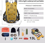Small Hiking Backpack Lightweight Waterproof Daypack for Camping Cycling Fitness Outdoor Sports - Women Men Teens - 45-Degree Angle