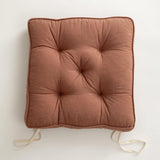 43×43×6cm Linen Cotton Thick Seat Cushion: Plush, Solid-Colour, for Office & Home Chairs, Aussie Comfort Essential（Amber Brown）