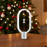 Silver Magnetic Balance LED Table Lamp: USB-Powered, Dimmable Eye-Care Light with Award-Winning Design for Australian Homes & Offices - Side View