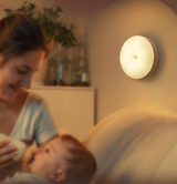 Motion Sensor LED Night Light, 86mm Diameter Smart Induction Lamp with USB Charging & Magnetic Mount, Long-Lasting Battery - Side View