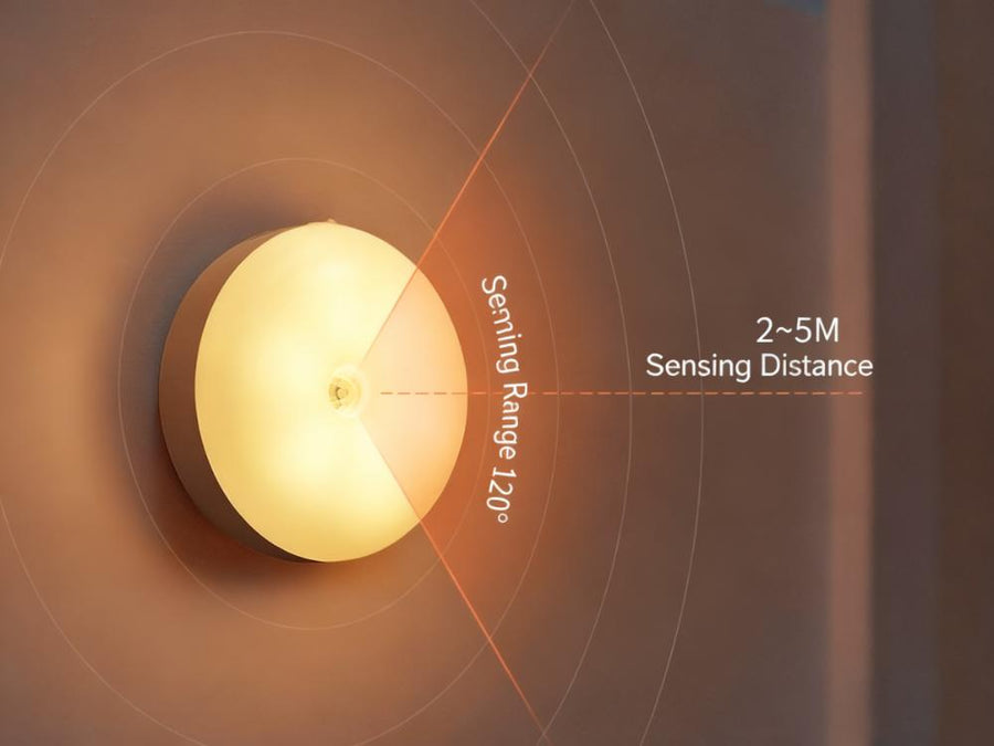 Motion Sensor LED Night Light, 86mm Diameter Smart Induction Lamp with USB Charging & Magnetic Mount, Long-Lasting Battery