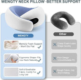 Travel Pillows for Airplanes,Memory Foam Neck Pillow for Traveling,Smooth & Cooling Fabric Plane Pillow for Long Flight,Ideal for Travels,Airplanes,Offices,Cars (Gray, Standard-Broad Fit) - Front View