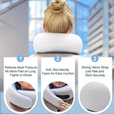 Travel Pillows for Airplanes,Memory Foam Neck Pillow for Traveling,Smooth & Cooling Fabric Plane Pillow for Long Flight,Ideal for Travels,Airplanes,Offices,Cars (Gray, Standard-Broad Fit) - Close-Up Angle