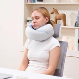 Travel Pillows for Airplanes,Memory Foam Neck Pillow for Traveling,Smooth & Cooling Fabric Plane Pillow for Long Flight,Ideal for Travels,Airplanes,Offices,Cars (Gray, Standard-Broad Fit) - Low Angle