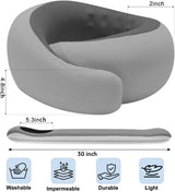 Travel Pillows for Airplanes,Memory Foam Neck Pillow for Traveling,Smooth & Cooling Fabric Plane Pillow for Long Flight,Ideal for Travels,Airplanes,Offices,Cars (Gray, Standard-Broad Fit) - Side View