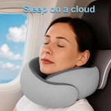 Travel Pillows for Airplanes,Memory Foam Neck Pillow for Traveling,Smooth & Cooling Fabric Plane Pillow for Long Flight,Ideal for Travels,Airplanes,Offices,Cars (Gray, Standard-Broad Fit) - Rear View