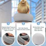 Travel Pillows for Airplanes,Memory Foam Neck Pillow for Traveling,Smooth & Cooling Fabric Plane Pillow for Long Flight,Ideal for Travels,Airplanes,Offices,Cars (Gray, Standard-Broad Fit) - Low Angle