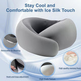 Travel Pillows for Airplanes,Memory Foam Neck Pillow for Traveling,Smooth & Cooling Fabric Plane Pillow for Long Flight,Ideal for Travels,Airplanes,Offices,Cars (Gray, Standard-Broad Fit)